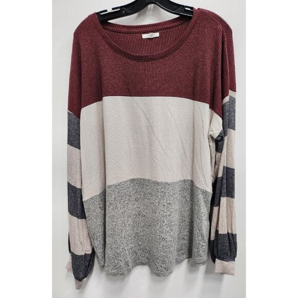 Maurices Womens Mixer Tunic XXL Multi Colorblock Striped Sleeve Soft Knit Top - Picture 1 of 8